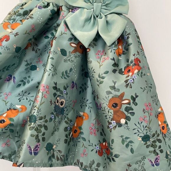 H&M FLARED-SKIRT DRESS Forest Animals Print  Size 5/6 - Picture 3 of 6